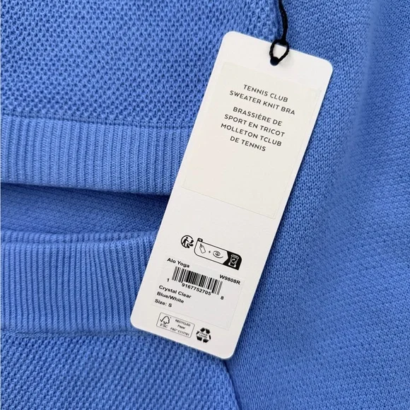 alo tennis club sweater knit bra skirt cardigan set Crystal Clear Blue - Picture 5 of 7